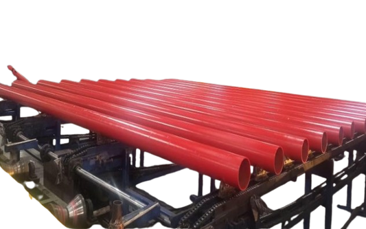 Online pipe spray systems